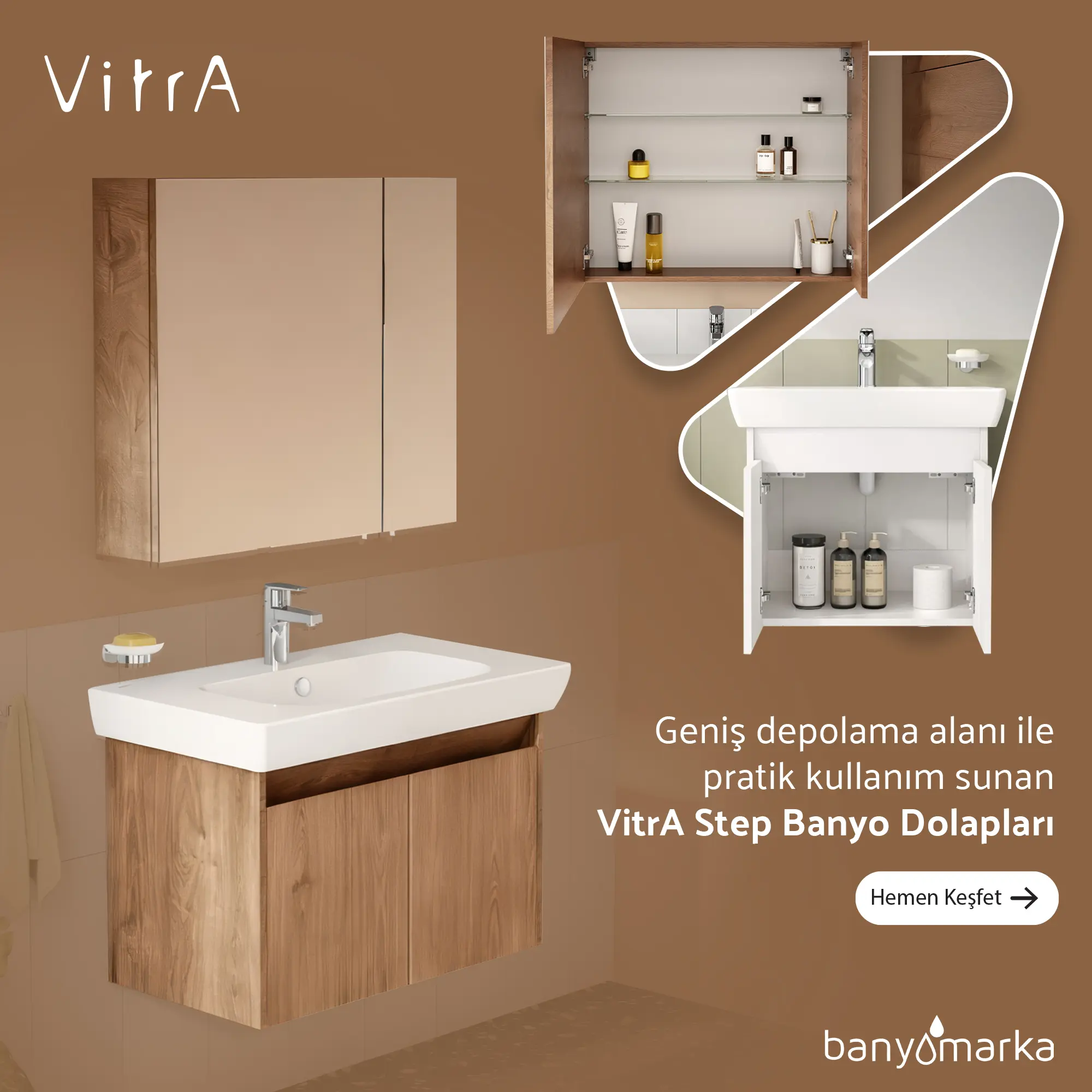 VitrA Step Lavabo Dolabı Demonte Set Kampanyası